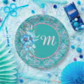 Mit Monogramm Aquamarine Papierplatte Pappteller (Party)