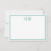 Mit Monogramm aquamarine und weiße Flachbezugskart Einladung (Vorderseite)