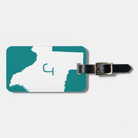 Mit Monogramm Aquamarine und weiße Texas Gepäckanhänger (Vorderseite horizontal)