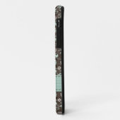 Mit Monogramm aquamariner Brown-Damast Case-Mate iPhone Hülle (Hinten/Links)