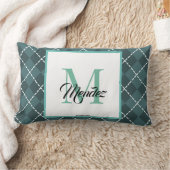 Mit Monogramm Aquamariner Diamond Karierter Kissen (Decke)