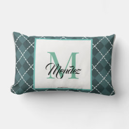 Mit Monogramm Aquamariner Diamond Karierter Kissen