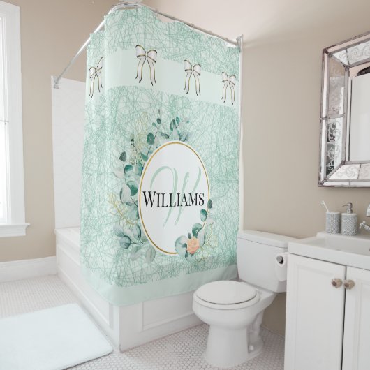 Mit Monogramm Aquamariner Duschvorhang (Beispiel)