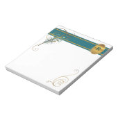 Mit Monogramm Aquamariner Pfau mit Goldnoten Notizblock (Rotiert)