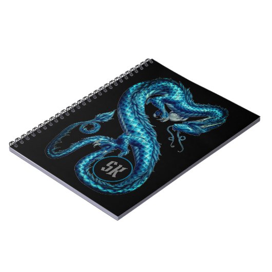 Mit Monogramm Aquamarines asiatisches Dragon-Noteb Notizblock (Linke Seite)