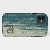 Mit Monogramm Aquamarines blaues Abstraktes Muster Case-Mate iPhone Hülle (Rückseite (Horizontal))