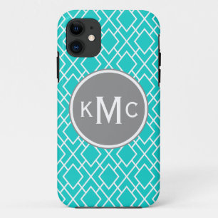 Mit Monogramm Aquamarines blaues Diamantmuster Case-Mate iPhone Hülle