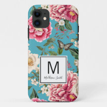 Mit Monogramm Aquamarines Blumenmuster