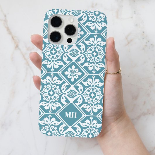 Mit Monogramm Aquamarines geometrisches Muster mit Case-Mate iPhone Hülle