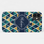 Mit Monogramm Aquamarines geometrisches Triangle-M Case-Mate iPhone Hülle (Rückseite (Horizontal))