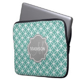 Mit Monogramm Aquamarines Lichtkreismuster Laptopschutzhülle (Vorderseite Links)