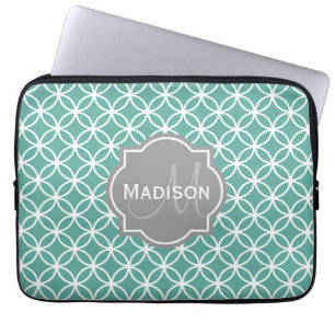 Mit Monogramm Aquamarines Lichtkreismuster Laptopschutzhülle
