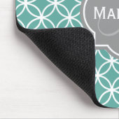 Mit Monogramm Aquamarines Lichtkreismuster Mousepad (Ecke)