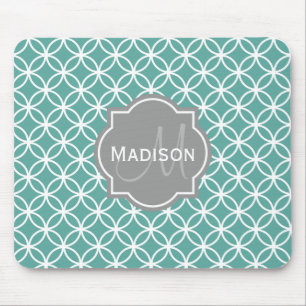 Mit Monogramm Aquamarines Lichtkreismuster Mousepad