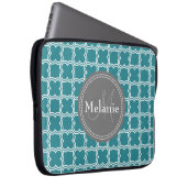 Mit Monogramm Aquamarines Quatrefolienmuster Laptopschutzhülle (Vorne Rechts)