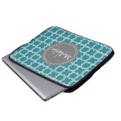 Mit Monogramm Aquamarines Quatrefolienmuster Laptopschutzhülle (Vorne Knopf)