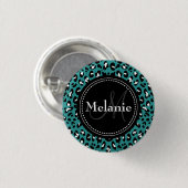 Mit Monogramm Aquamarines Schwarz-weißes Leopard-M Button (Vorne & Hinten)