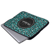 Mit Monogramm Aquamarines Schwarz-weißes Leopard-M Laptopschutzhülle (Vorne Knopf)