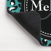 Mit Monogramm Aquamarines Schwarz-weißes Leopard-M Mousepad (Ecke)