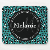 Mit Monogramm Aquamarines Schwarz-weißes Leopard-M Mousepad (Vorne)