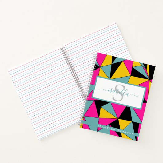 Mit Monogramm Aquamarines Skriptmuster Notizblock (Innenseite)