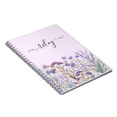 Mit Monogramm Aquarell Lila Wildblume Garten Notizblock (Rechte Seite)