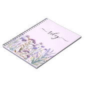 Mit Monogramm Aquarell Lila Wildblume Garten Notizblock (Linke Seite)