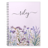 Mit Monogramm Aquarell Lila Wildblume Garten Notizblock (Vorderseite)
