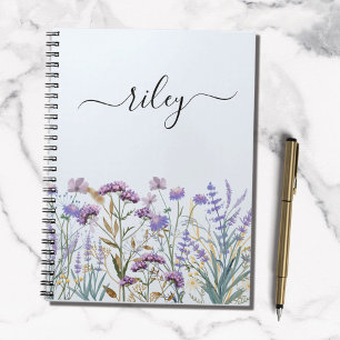 Mit Monogramm Aquarell Lila Wildblume Garten Notizblock