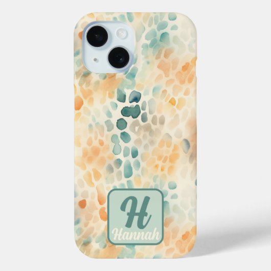 Mit Monogramm Aquarellblau Case-Mate iPhone Hülle (Rückseite)