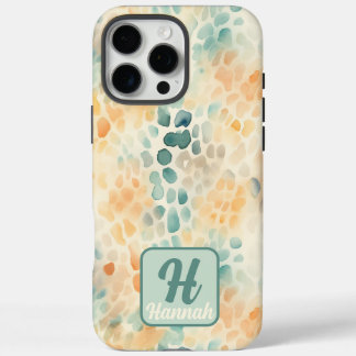 Mit Monogramm Aquarellblau iPhone 16 Pro Max Hülle