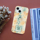 Mit Monogramm Aquarellblau iPhone 15 Hülle