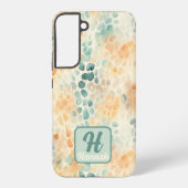 Mit Monogramm Aquarellblau Samsung Galaxy Hülle (Rückseite)