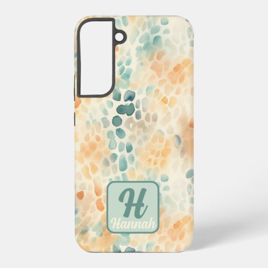 Mit Monogramm Aquarellblau Samsung Galaxy Hülle (Rückseite)