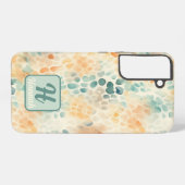 Mit Monogramm Aquarellblau Samsung Galaxy Hülle (Rückseite (Horizontal))