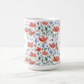 Mit Monogramm Aquarellblume in Rot und Blau Kaffeetasse (Mittel)