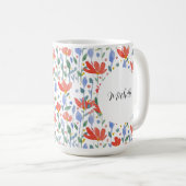 Mit Monogramm Aquarellblume in Rot und Blau Kaffeetasse (VorderseiteRechts)