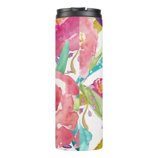 Mit Monogramm Aquarellblume Thermosbecher (Rückseite)