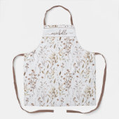 Mit Monogramm Aquarellbraun-Wildblumen-Blätter Schürze (Vorderseite)
