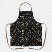 Mit Monogramm Aquarellbraun-Wildblumen-Blätter Schürze (Vorderseite)