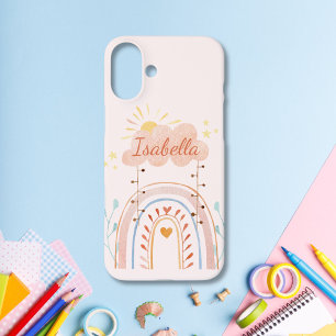 Mit Monogramm Aquarellfarbe Niedlich Regenbogen Ki iPhone 16 Plus Hülle