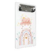 Mit Monogramm Aquarellfarbe Niedlich Regenbogen Ki Mini Klemmbrett (Schrägansicht)