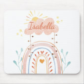 Mit Monogramm Aquarellfarbe Niedlich Regenbogen Ki Mousepad (Vorne)