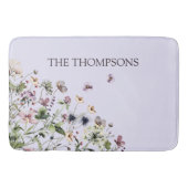 Mit Monogramm Aquarellfarben Lila Wildblumen Badematte (Vorderseite)