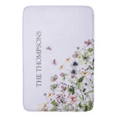 Mit Monogramm Aquarellfarben Lila Wildblumen Badematte (Vorderseite Vertikal)