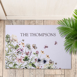 Mit Monogramm Aquarellfarben Lila Wildblumen Fußmatte