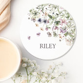 Mit Monogramm Aquarellfarben Lila Wildblumen Getränkeuntersetzer