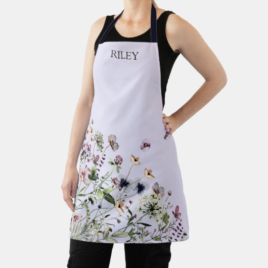 Mit Monogramm Aquarellfarben Lila Wildblumen Schürze (InSitu)