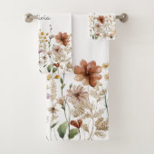 Mit Monogramm Aquarellfarben Wildblume Hübsch Badhandtuch Set (Insitu)