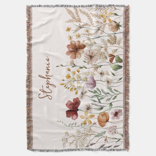 Mit Monogramm Aquarellfarben Wildblume Hübsch Decke (Vorderseite Vertikal)